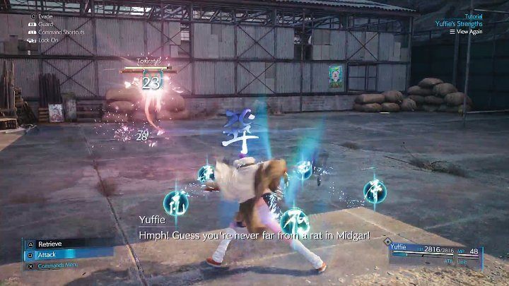 Proceed forward until you reach initial enemies - a Toxirat, and then, a Gorger - Final Fantasy VII Remake Intermission: First Challenge - walkthrough - Chapter 1: Wutais Finest - Final Fantasy 7 Remake Guide