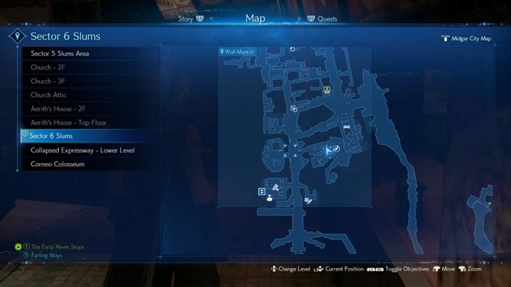 The location of the sick resident. - Final Fantasy 7 Remake: The Party Never Stops quest, walkthrough - Chapter 9, The Town That Never Sleeps - Final Fantasy 7 Remake Guide