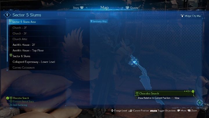 The second Chocobo is waiting for you in Sector 5 Slum Area - Sanctuary Way - Final Fantasy 7 Remake: Chocobo Search quest, walkthrough - Chapter 14, In Search of Hope - Final Fantasy 7 Remake Guide