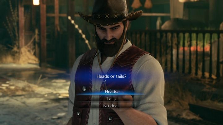 In this case the choice is illusory and irrelevant - Final Fantasy 7 Remake: Heads or Tails - which one to choose? - FAQ - Final Fantasy 7 Remake Guide