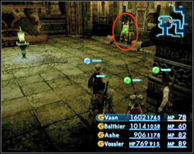 Switch in the south wing. After activating it youll be attacked by three liches. Use the teleportation device to get to the main hall. - The Tomb of Raithwall | Part I - Part I - Final Fantasy XII Game Guide