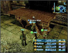 After activating one of the switches the Mystic Altar will lower half way down in the south and north wing at the same time. - The Tomb of Raithwall | Part I - Part I - Final Fantasy XII Game Guide
