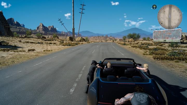 Unfortunately, your car is having a bad day, leaving you with no choice that to push it to the nearest car mechanic - Chapter 1 - Departure | Main storyline - Main storyline - Final Fantasy XV Game Guide