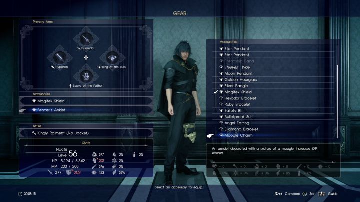 Moogle Charm increases the amount of exp a character gains by 20%. - How to get Moogle Charm (+20% EXP)? - FAQ - Frequently Asked Questions - Final Fantasy XV Game Guide