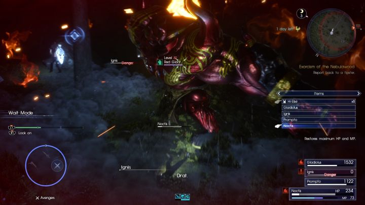 Characters that entered Danger zone should be healed as quickly as possible. - General information | Combat - Combat - Final Fantasy XV Game Guide