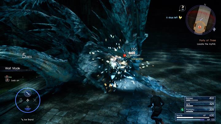 The key to success is to attack the boss when its on the ground and avoid its electrical attacks. - Chapter 7 - Party of Three | Main storyline - Main storyline - Final Fantasy XV Game Guide