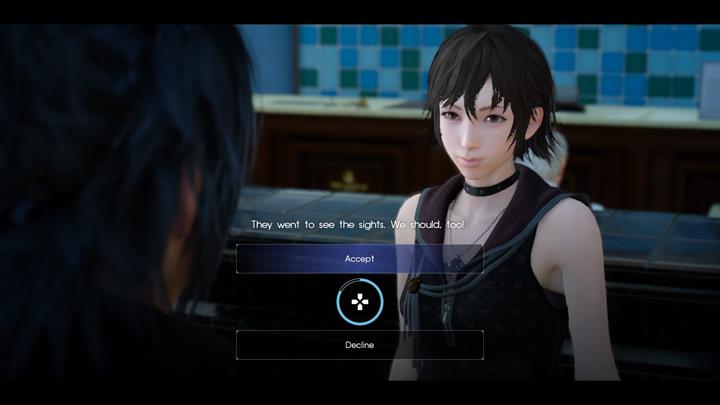 A walk with Iris is a nice breather and it gives you an opportunity to acquire some experience points. - Chapter 3 - The Open World | Main storyline - Main storyline - Final Fantasy XV Game Guide