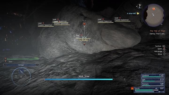 The encounter is relatively simple - block/avoid attacks and focus on counters. - Chapter 4 - Living Legend | Main storyline - Main storyline - Final Fantasy XV Game Guide