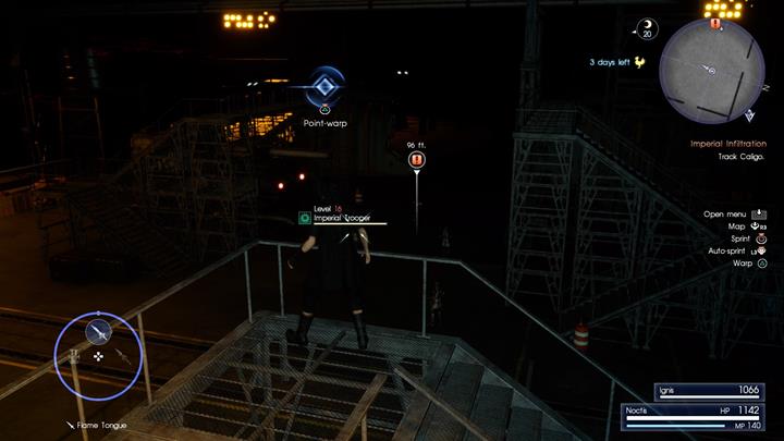 An elevated position will allow you to easily jump between points and stick close to the target. - Chapter 6 - A Way Forward | Main storyline - Main storyline - Final Fantasy XV Game Guide