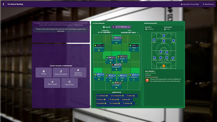 When you manage to get to know your rival well enough, you will be able to choose the starting eleven for the upcoming match - Football Manager 2019: Preparations for a match - Football Manager 2019: Match - Football Manager 2019 Guide and Tips