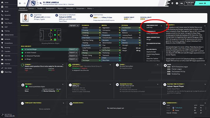 The vast majority of professional footballers from top clubs can play well with both feet, which is undoubtedly their great advantage - Get acquainted with the players | Football Manager 2020 - First Steps - Football Manager 2020 Guide