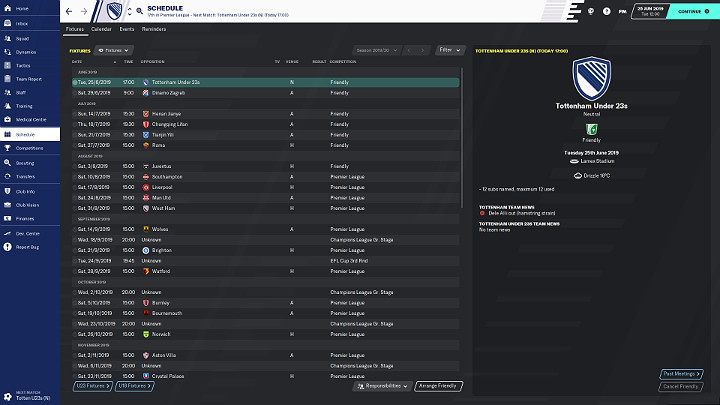 The first friendly should be organized within the club with a team of juniors - First sparring matches | Football Manager 2020 - First Steps - Football Manager 2020 Guide