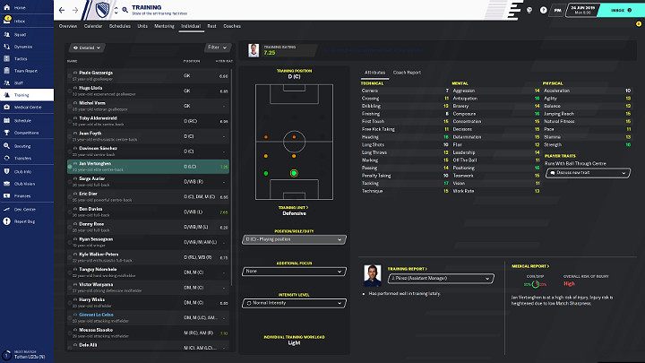 Individual training is very important for the development of a player, because it allows you to prepare him for a certain role in the team - Managing trainings | Football Manager 2020 - How to manage a club - Football Manager 2020 Guide