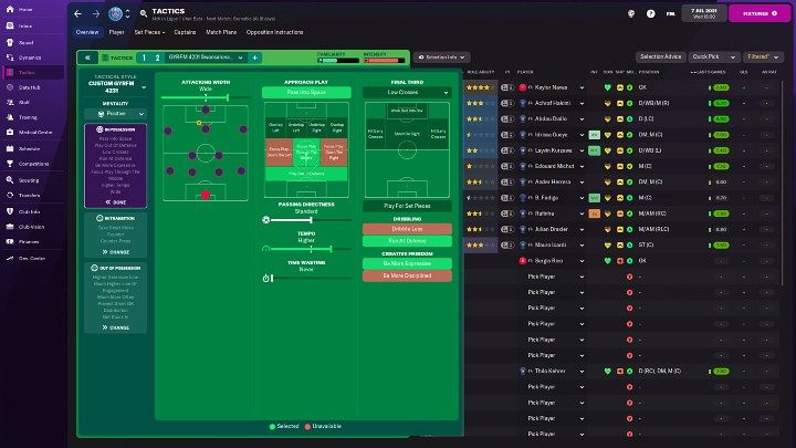 If for some reason you are not entirely satisfied with your team's positioning, you can change individual options in the Tactics window - Football Manager 2022: Tactics - Basics - Football Manager 2022 Guide