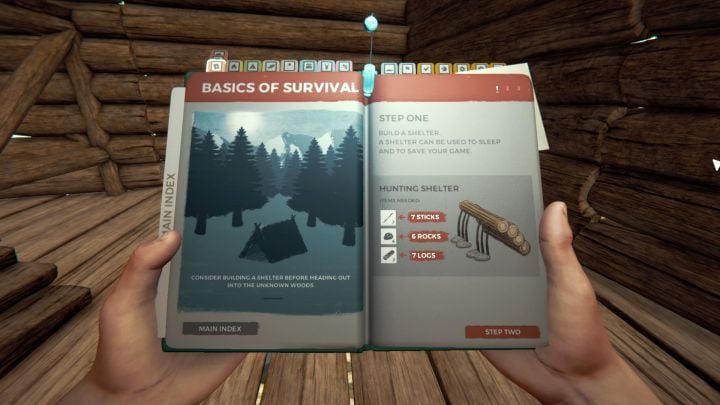 A screen introducing players to the construction mechanic. - The Forest: Introduction to constructing - Constructing - The Forest Game Guide