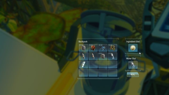 Place the item you wish to cook in the upper slot, then place a bottle of clean water or canned water in the lower slot - Forever Skies: Gathering and cooking food - Basics - Forever Skies Guide