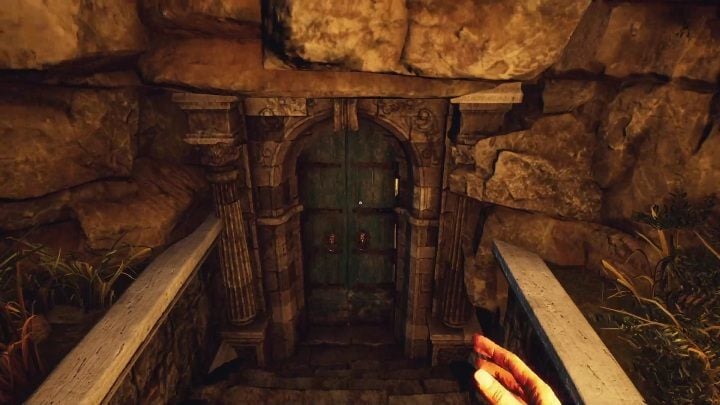 To get to the top of the sunken tank, you have to go through the green door - The Forgotten City: The One That Got Away - ending - Terminations - The Forgotten City Guide