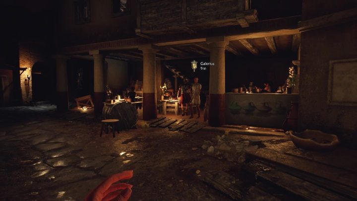 Galerius is sitting in the bar with the other residents - The forgotten city: Galerius and Equitia - how to start a romance? - FAQ - The Forgotten City Guide