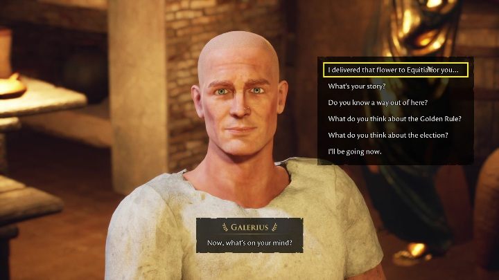 To complete the task, you must return to Galerius - The forgotten city: Galerius and Equitia - how to start a romance? - FAQ - The Forgotten City Guide