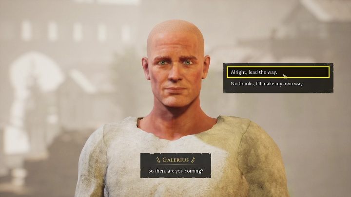 You can spend a moment to have a longer conversation, but nothing prevents you from heading out to the city and finding out about his problems - The Forgotten City: Learning the Golden Rule - walkthrough - Part 1 - The Forgotten City Guide