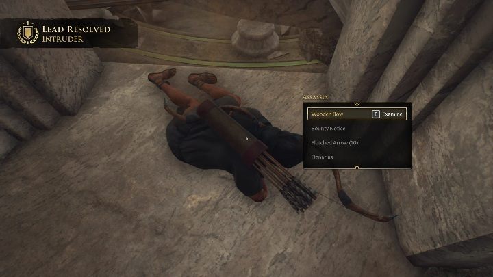 Approach his corpse, take the Wooden bow and the Bounty Notice - The Forgotten City: Cure for Rheumatism - walkthrough - Part 2 - The Forgotten City Guide