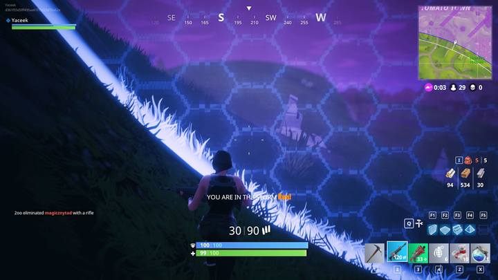 While outside of the circle, you will be taking damage. - Basic tips - How to start in Fortnite: Battle Royale? - Beginners Guide - Fortnite: Battle Royale Game Guide