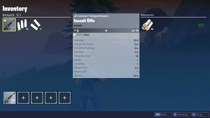 Inventory screen. - Weapons and Inventory in Fortnite: Battle Royale - Weapons and items - Fortnite: Battle Royale Game Guide