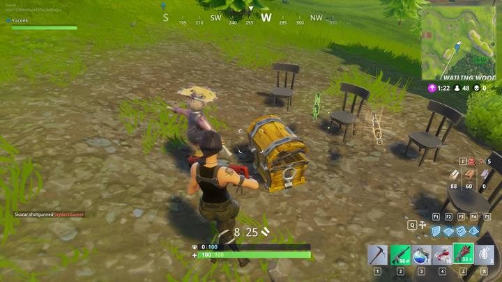 Open treasure crate s to obtain gear. - The beginning of the Fortnite: Battle Royale match - The match - Fortnite: Battle Royale Game Guide