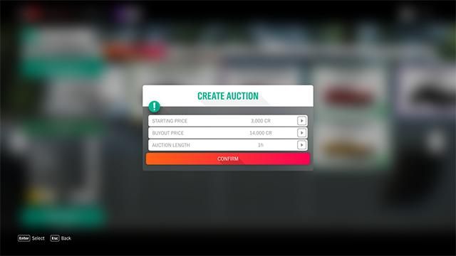 You can decide on the price of the car and the duration of the auction. - Buying and selling cars in Forza Horizon 4 - Basics - Forza Horizon 4 Game Guide