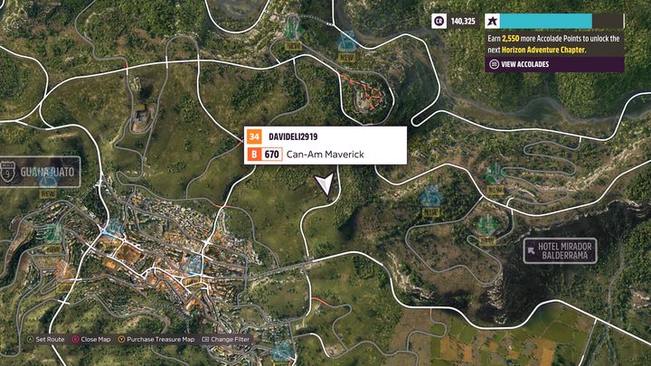 The barn find is visible on the map (the player's cursor) - Forza Horizon 5: All Barn Finds - list - Guide - Forza Horizon 5 Guide