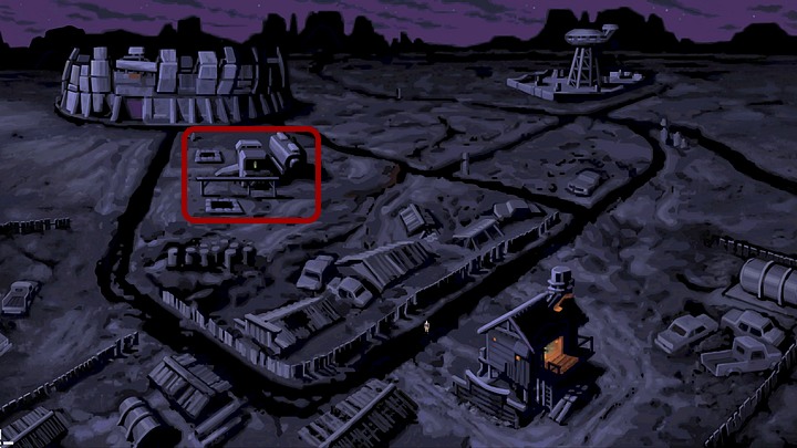 Go to the left and on the map of the area that appears when you do, and then select the trailer (on the left) - Help Mo fix the bike | Chapter One Walkthrough - Chapter One | Full Throttle Remastered Walkthrough - Full Throttle Remastered Game Guide
