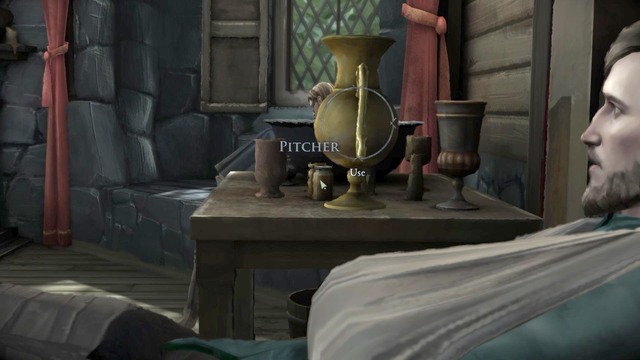 After you regain consciousness look at the right and move the pitcher that you will see there Pitcher - Use - Chapter 2 | Episode 2: The Lost Lords - Episode 2: The Lost Lords - Game of Thrones: A Telltale Games Series Game Guide