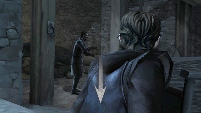 Then, start tapping the buttons that display on the screen, to escape from the guards sight, and crawl under the cart to the other side - Chapter 2 | Episode 4: Sons of Winter - Episode 4: Sons of Winter - Game of Thrones: A Telltale Games Series Game Guide