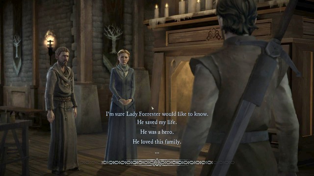 Lady Forrester herself will enter the room so go and talk to her - Chapter 2 | Episode 1: Iron from Ice - Episode 1: Iron from Ice - Game of Thrones: A Telltale Games Series Game Guide