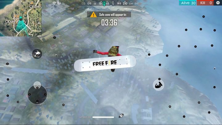 During the flight you can choose to nose-dive to speed up the flight and land faster or to open a parachute that will help you in reaching a distant location. - Landing and the beginning of gameplay in Garena Free Fire? - The course of the match - Garena Free Fire Guide