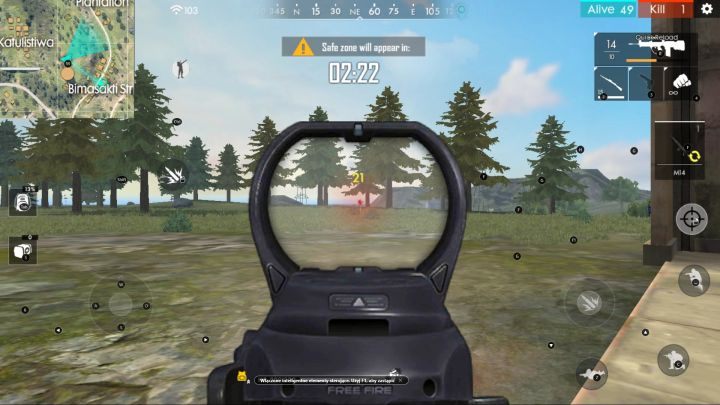 Its not worth to force your way into the middle of the zone - the enemy marked by the crosshair forgot about that. - How to make it to the matchs finale in Garena Free Fire? - The course of the match - Garena Free Fire Guide