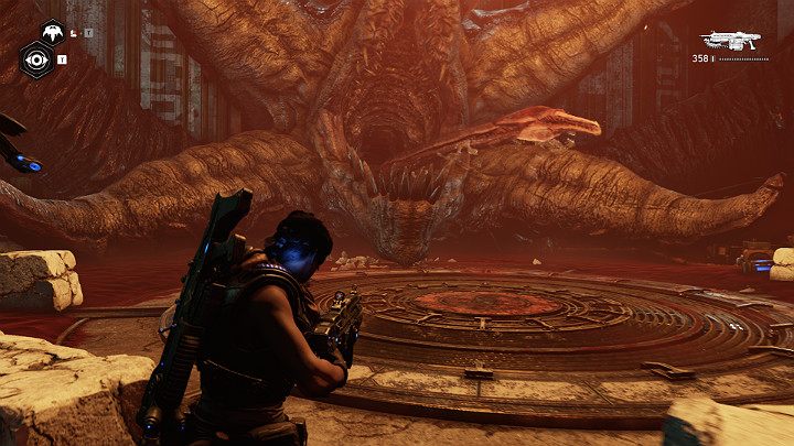 In the second phase, the monster will open the escape route for your team, but he will block it with his body - Act 3 Chapter 4 - One small step | Gears 5 Walkthrough - Act III - Gears 5 Guide