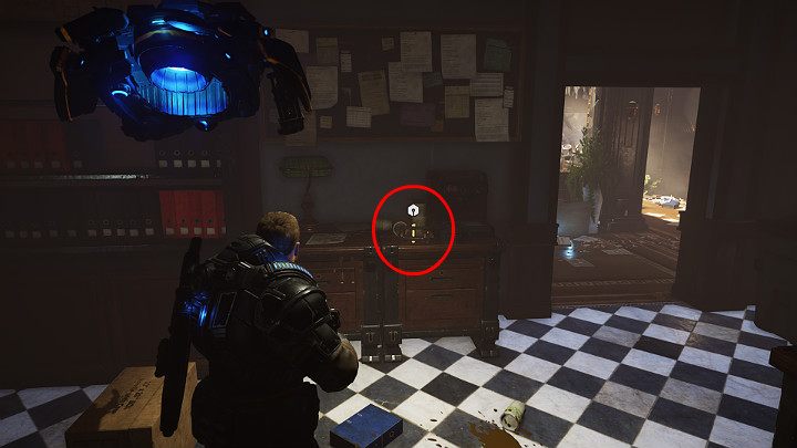 A component is on the dresser located a little bit further - make sure you pick it up - Act 1 Chapter 3 - This is War | Gears 5 Walkthrough - Act I - Gears 5 Guide