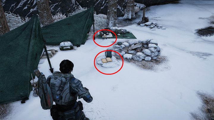 In the camp, you will find a collectible - Lenas diary and one component - Act 2 Chapter 2 - Into the Wild | Gears 5 Walkthrough - Act II - Gears 5 Guide