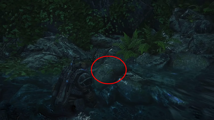 When you start the game, turn right immediately and go towards the rocks protruding from the water - Act 1 Chapter 1 - Shot in the Dark | Gears 5 Collectibles - Act I - Gears 5 Guide