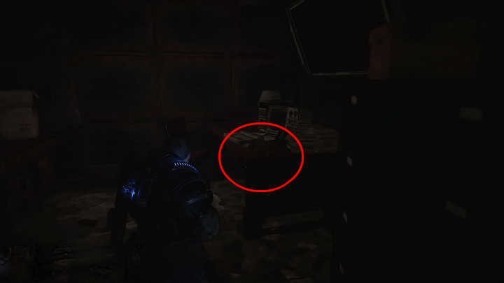 After getting the collectible described above, move towards the commanders office and turn right to a small dark room - Act 1 Chapter 1 - Shot in the Dark | Gears 5 Collectibles - Act I - Gears 5 Guide