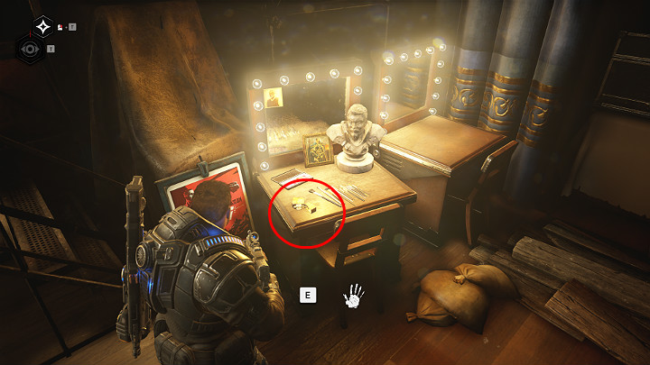 After exiting the changing room, head to the room behind the stage - Act 1 Chapter 4 - The Tide Turns | Gears 5 Collectibles - Act I - Gears 5 Guide