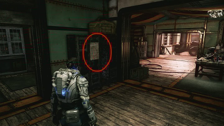 When you are passing through the second security gateway, dont forget to grab another collectible hanging on the left - Act 2 Chapter 1 - Recruitment Drive | Gears 5 Collectibles - Act II - Gears 5 Guide