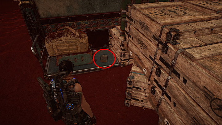 When you leave the room with the bar counter, go down the stairs and head towards the luggage conveyor belt - Act 3 Chapter 1 - Fighting Chance | Gears 5 Collectibles - Act III - Gears 5 Guide