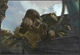 After passing by the waterfall stand next to the Troika and wait for the window protecting the cockpit of the hijacked derrick to break - Tip of the Spear - The Big Push - Tip of the Spear - Gears of War 2 - Game Guide and Walkthrough