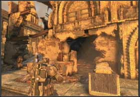 Right at the beginning of the chapter don't go in the direction of the crane, but backtrack a little to the hole through which you came a moment ago - Aftermath - Tenuous Footing - Aftermath - Gears of War 2 - Game Guide and Walkthrough