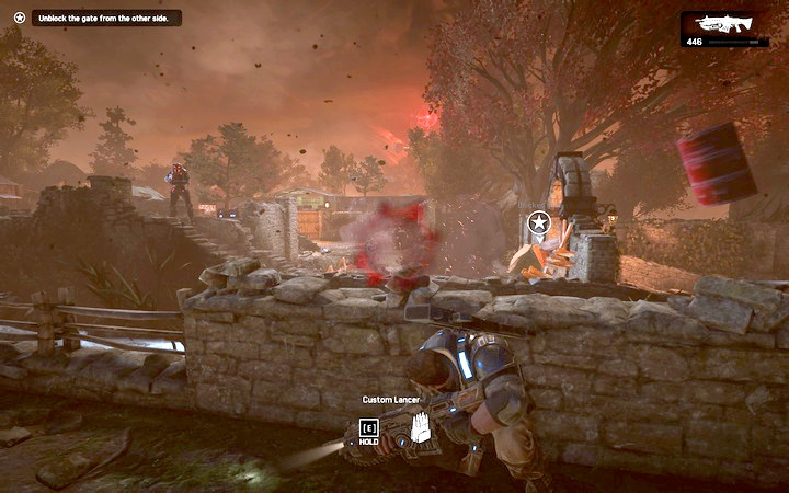 Use the environment - exploding barrels, pipes and stacks of hay can hurt or kill some opponents - Act 2:3-4 - Plan B, The Great Escape | Walkthrough - Walkthrough - Gears of War 4 Game Guide