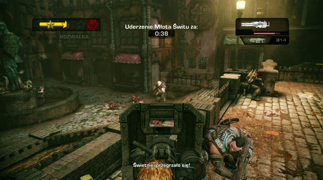 Once you get further, quickly run up the stairs on the right, because you'll find yourself under the turret fire - Riverwalk District - Museum Of Military Glory - Gears of War: Judgment - Game Guide and Walkthrough