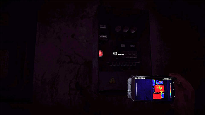 Go back upstairs and continue using thermal vision, even when you reach the room with the fuse boxes - The meeting in the building B | Black | Walkthrough - Black - Get Even Game Guide
