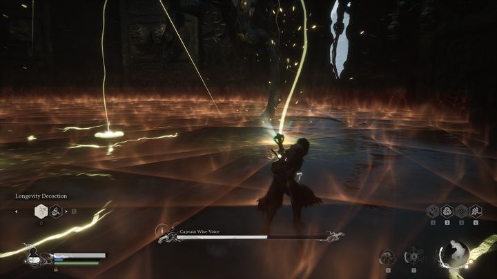 Watch out for the ground when the boss fires out projectiles - Black Myth Wukong: How to defeat the Captain Wise-Voice boss? - Chapter 3 - Black Myth Wukong Guide